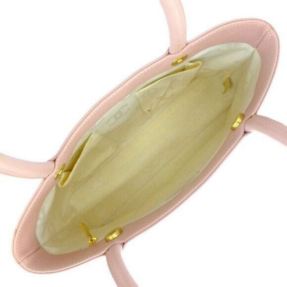 Authentic CHANEL CC Timeless Caviar Logo Shoulder Tote Bag Pink Leather Purse - Picture 8 of 12